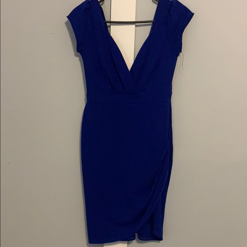 lulus blue mini dress with capped sleeves